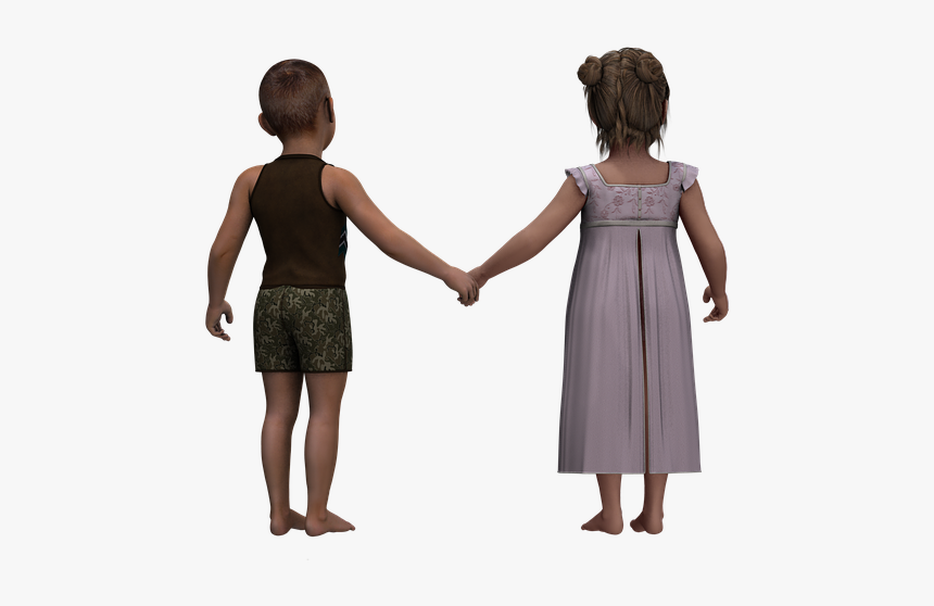 Children, Girl, Boy, Friends, Go, Digital Art, Isolated - Boy And Girl Silhouette Png, Transparent Png