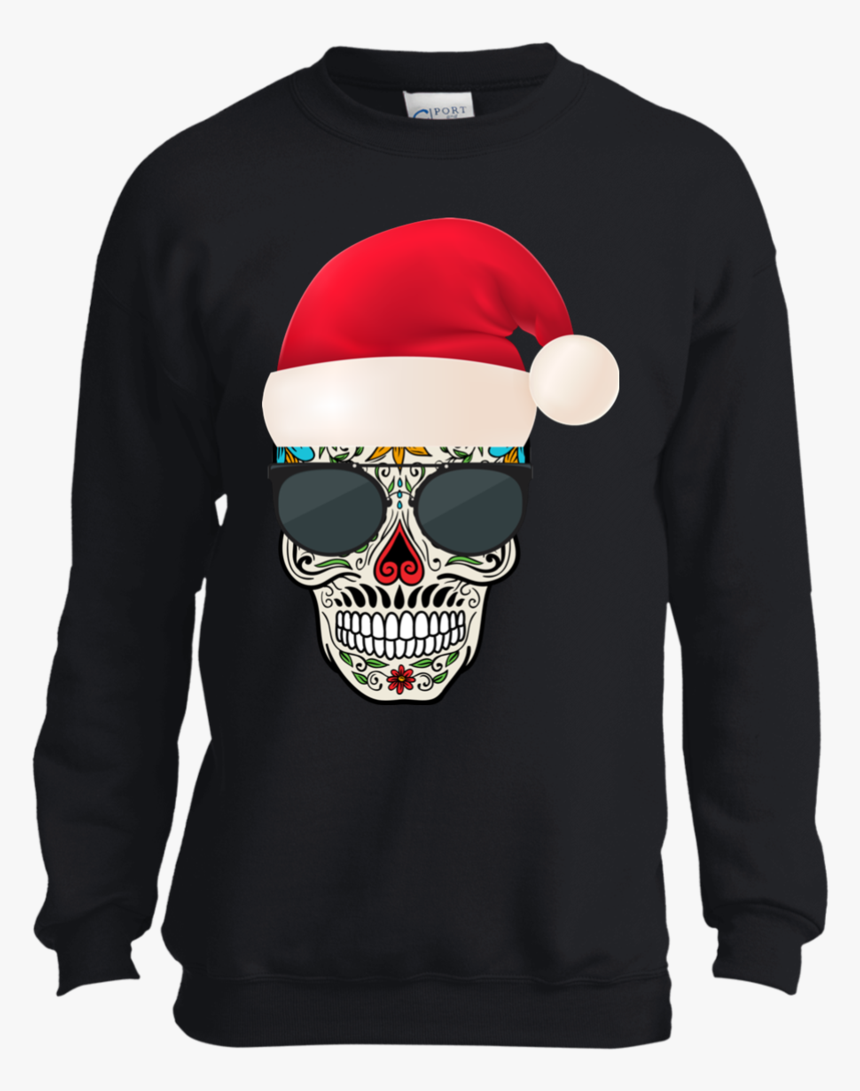 Sugar Skull With Christmas Santa Hat Day Of The Dead - You Ll Float Too Shirt, HD Png Download