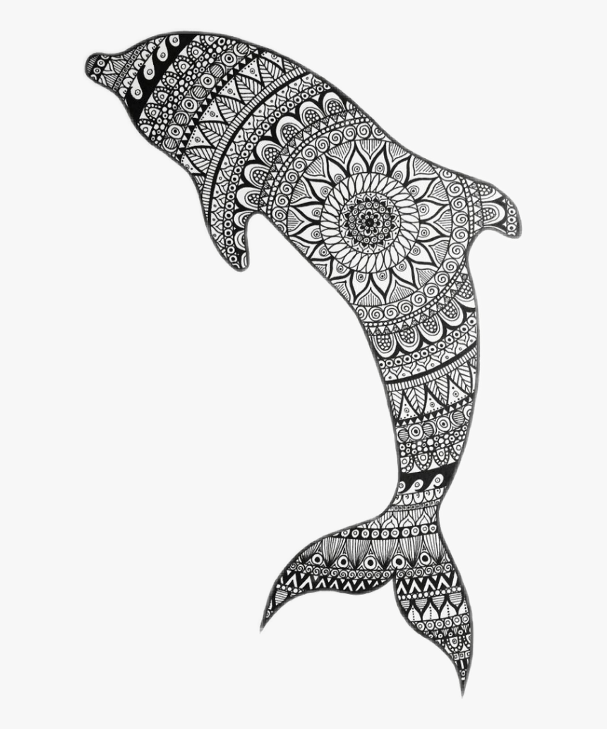 #freetoedit #zentangle #dolphin - Dolphin Zentangle, HD Png Download