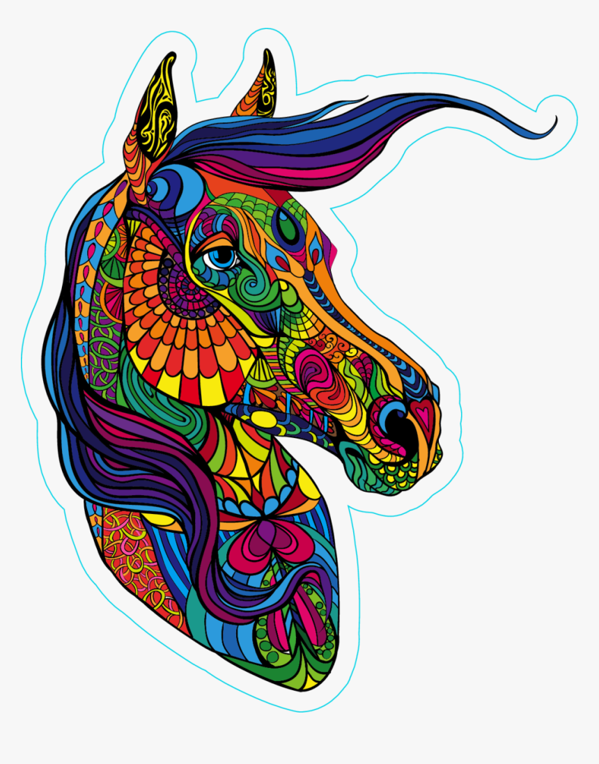 Zentangle Horse Head Sticker - Illustration, HD Png Download