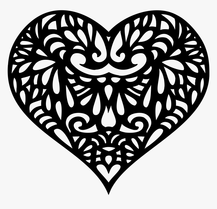 Decorative Ornamental Heart Silhouette - Hearts Silhouette Clip Art, HD Png Download