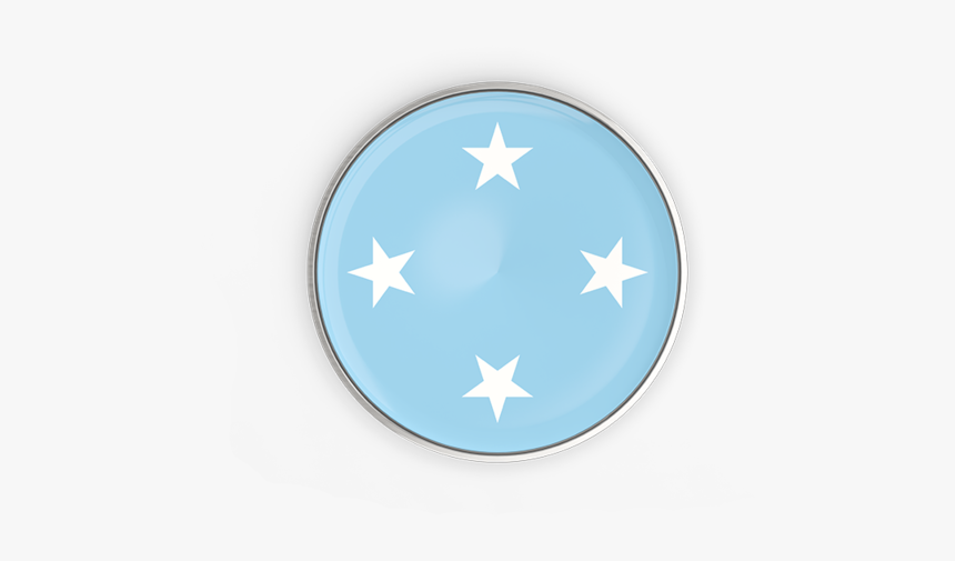Round Button With Metal Frame - Federated States Of Micronesia Flag, HD Png Download
