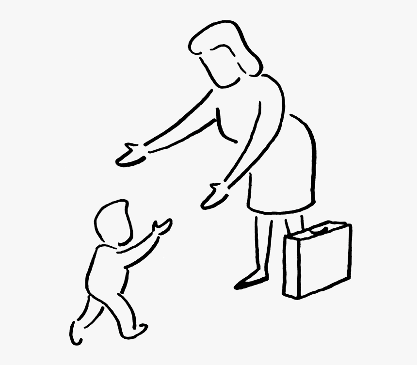 Mother Toddler - Baby Walking Clipart Black And White, HD Png Download
