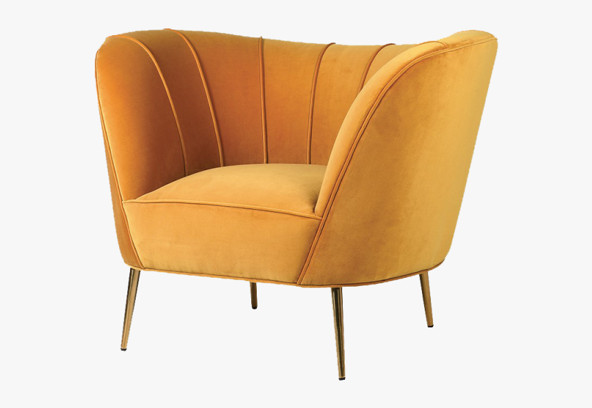 Yellow Velvet Curved Armchair, HD Png Download