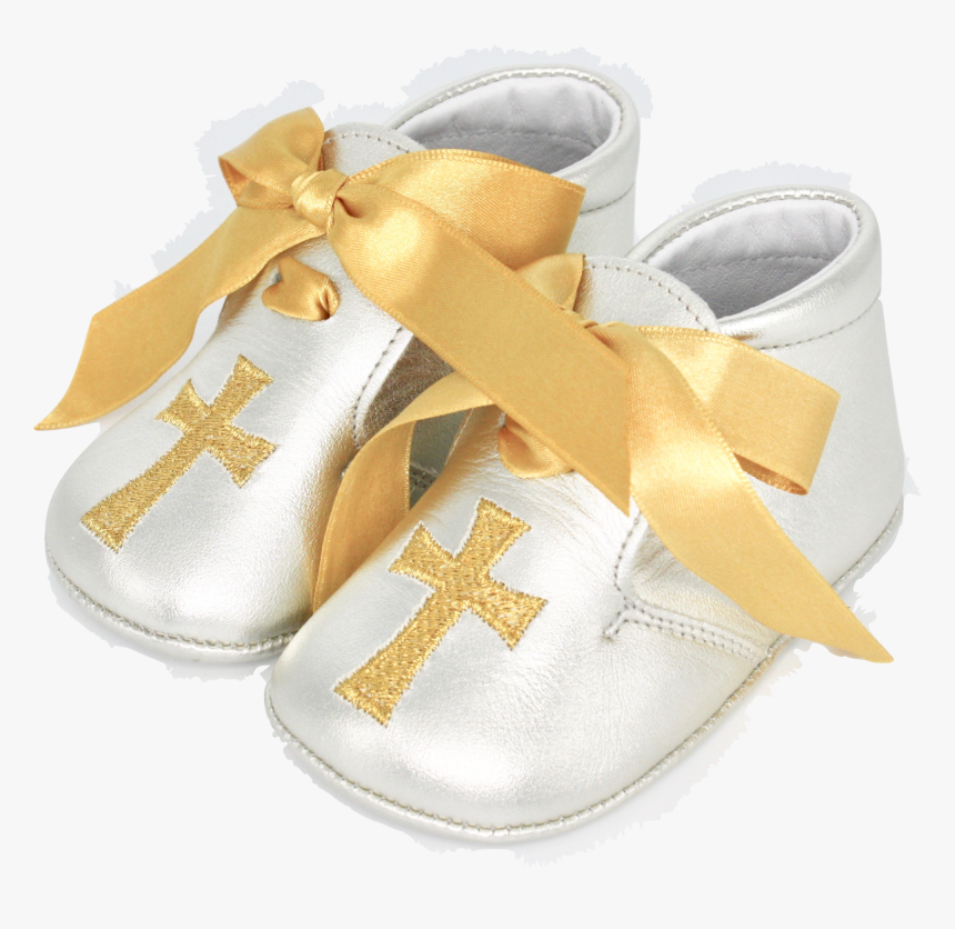 Silver Leather Gold Cross With Gold Ribbon Laces 
 - Slip-on Shoe, HD Png Download