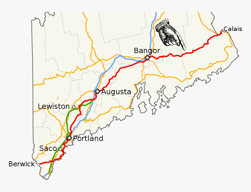 Maine Highways Map, HD Png Download