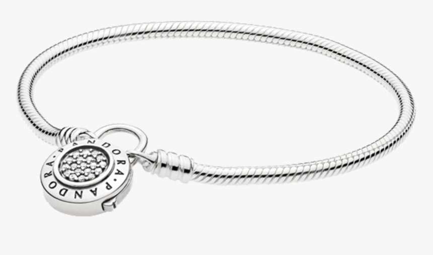 Pandora Pulseira Prata Signature Fecho Cadeado - Snake Chain Silver Bracelet Pandora, HD Png Download