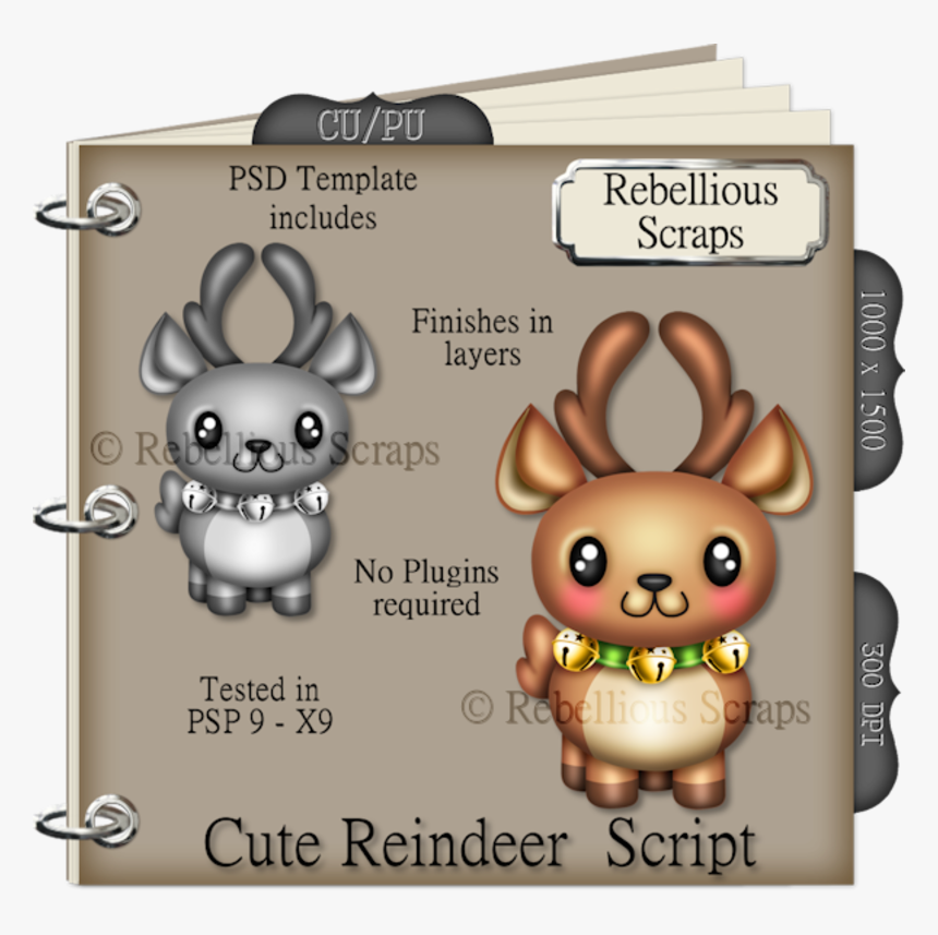 Transparent Cute Reindeer Png - Portable Network Graphics, Png Download