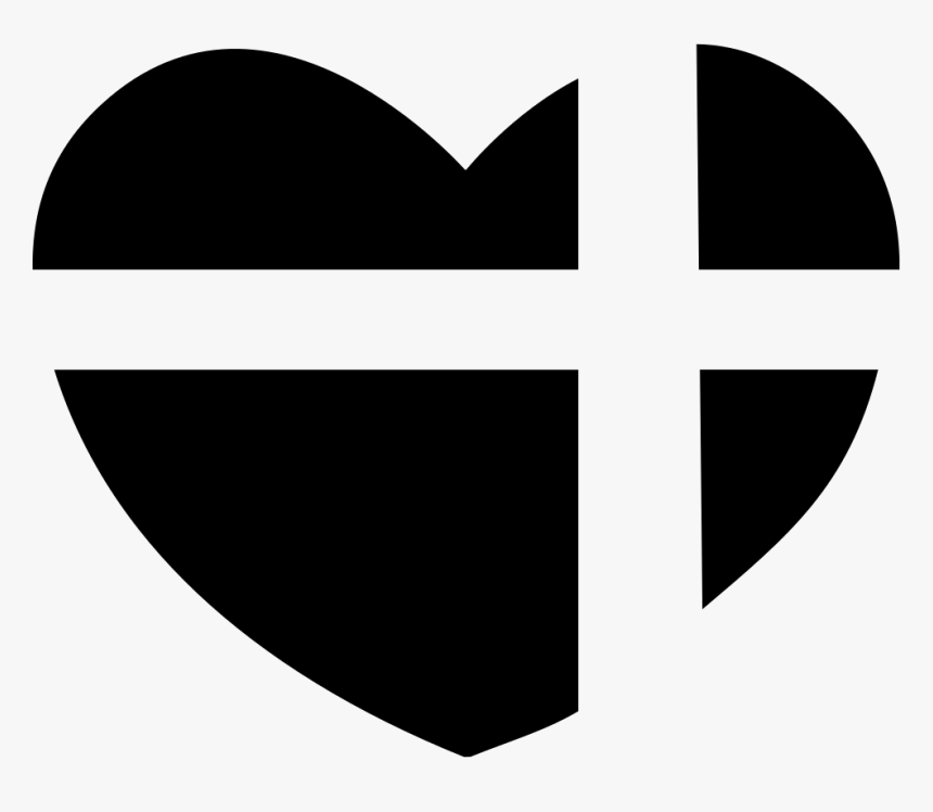 Heart With A Cross Of Present Ribbon - Emblem, HD Png Download