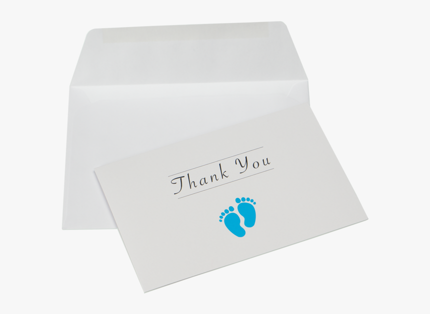Blue Baby Footprint Note Card Of Thanks With Plain - Envelope, HD Png Download