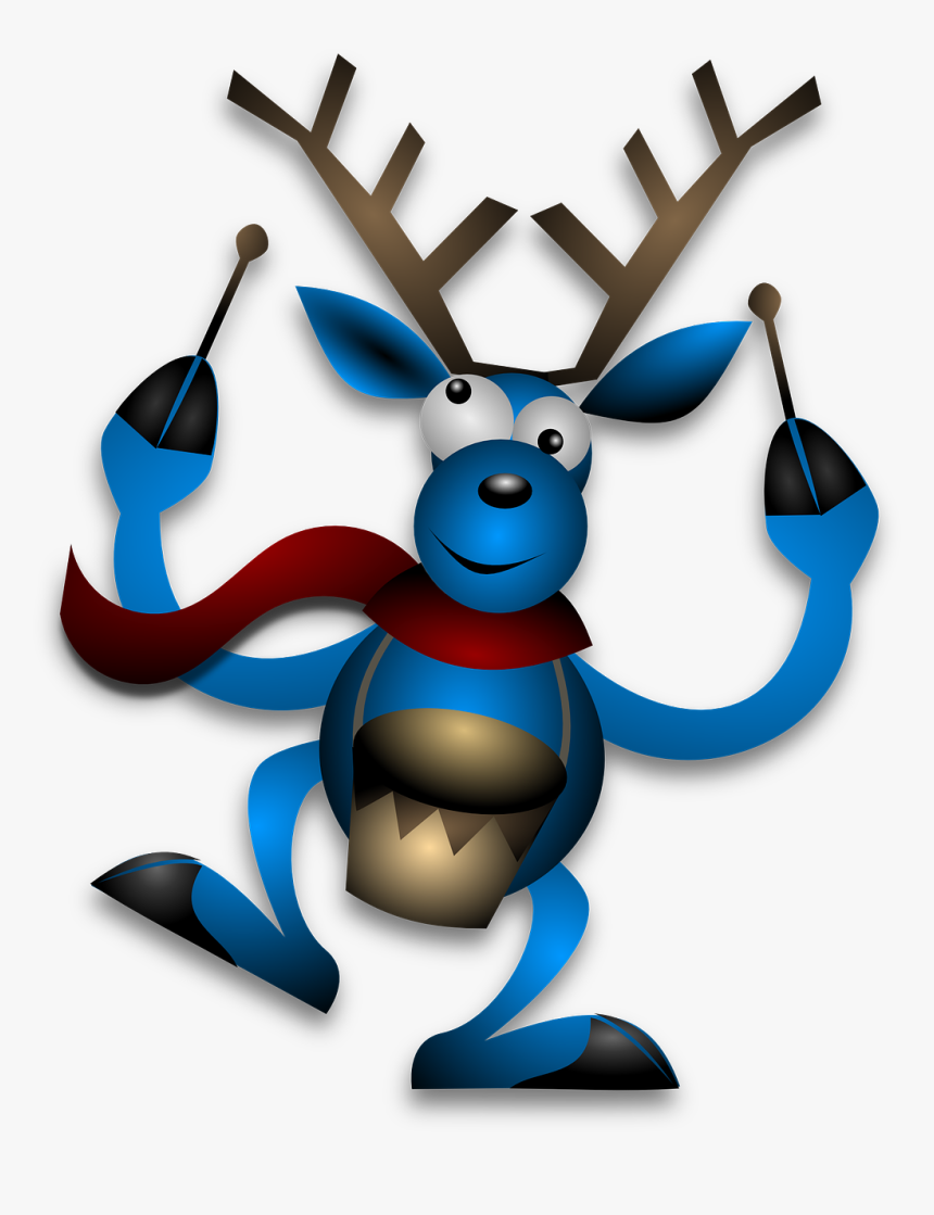 Reindeer, Drummer, Drumming, Blue, Christmas, Noel - Christmas Deer With Drum, HD Png Download