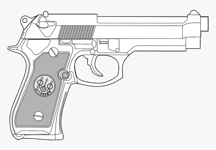 Pistol, Gun, Dangerous, Metal, Leave, Hand Gun, Sketch - White Pistol Png, Transparent Png