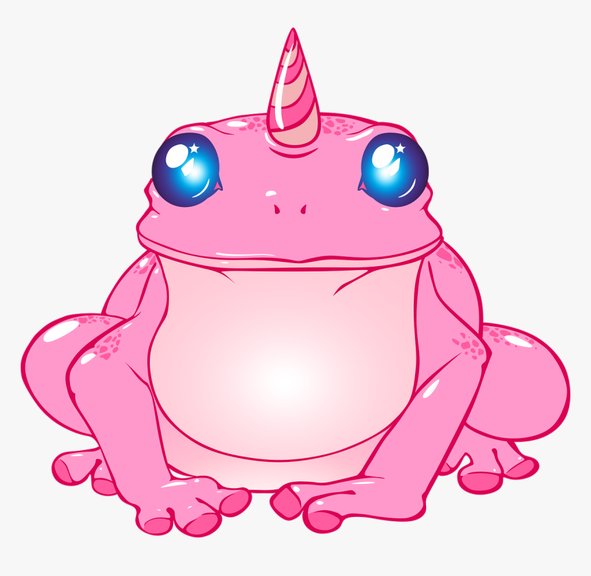 Frog, Unicorn, Fantasy, Pink, Rosa, Horn, Nice, Toad - Sapo En Dibujo Animado, HD Png Download