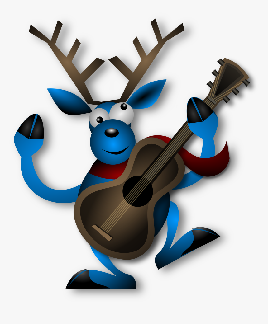 Reindeer, Dancing, Guitar, Instrument, Christmas, Noel - Reindeer With Guitar, HD Png Download