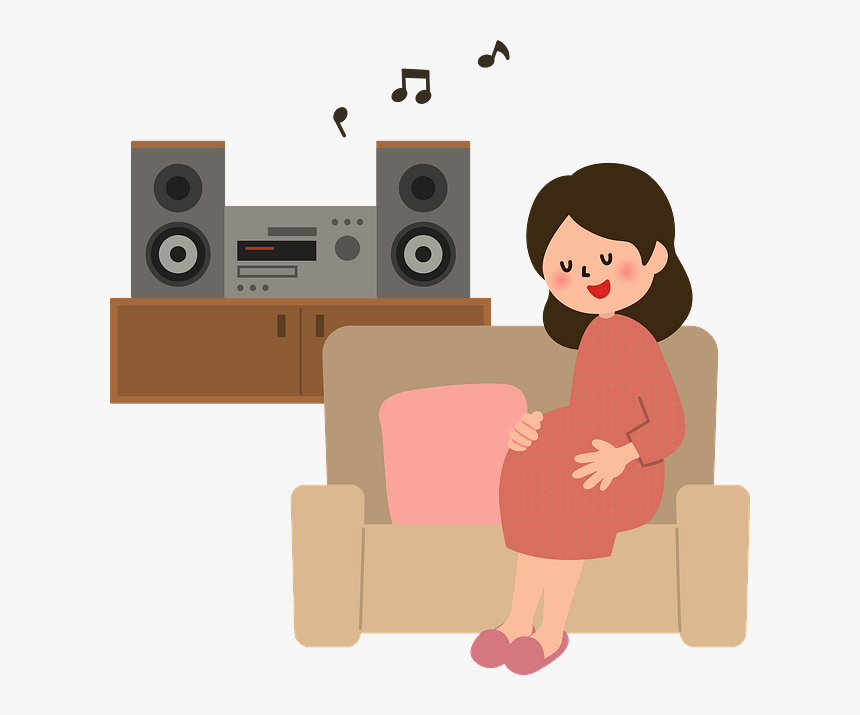 妊婦 音楽 イラスト, HD Png Download