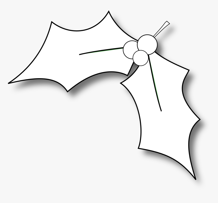 Cfry Holly Black White Line Art Christmas Xmas Stuffed - White Holly Transparent Background, HD Png Download