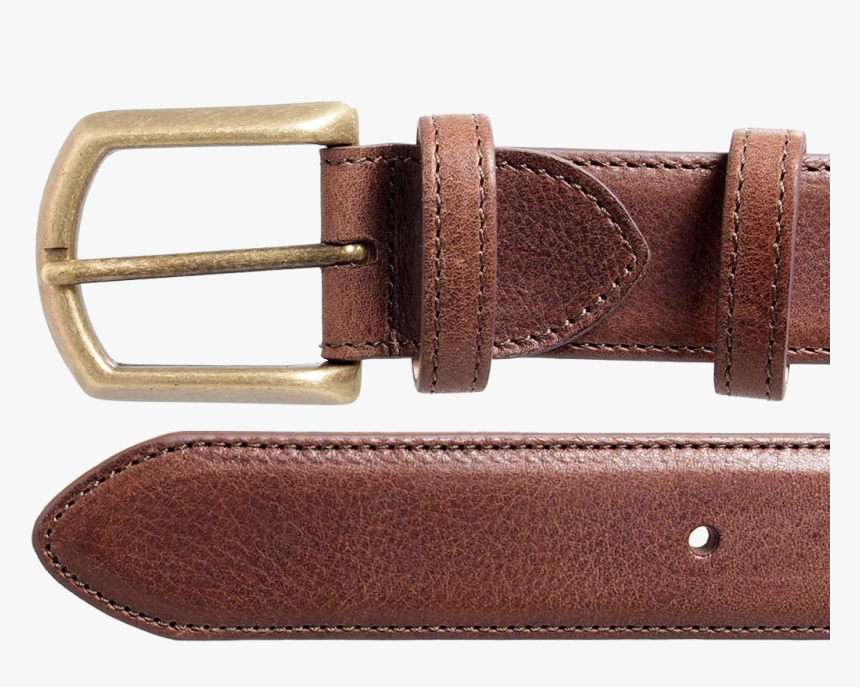 35 Mm Antiquated Full Grain Leather Belt Brown Mens - Buckle, HD Png Download