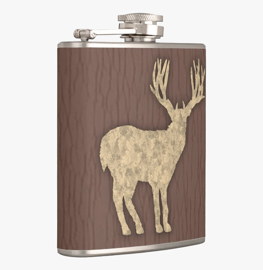 Deer Silhouette On Pocket Size Flask Sideview - Elk, HD Png Download