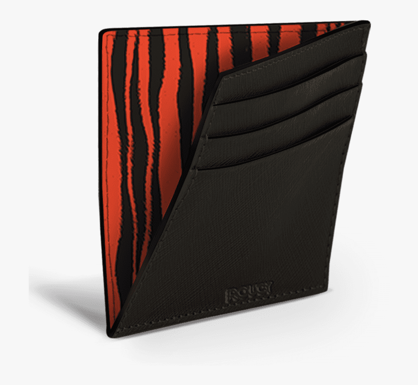 Tiger Print Black Saffiano Sleek Leather Card Wallet - Wallet, HD Png Download