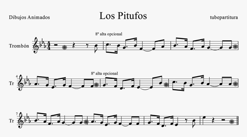 Tubescore The Smurfs Sheet Music For Trombone The Smurfs - Sheet Music, HD Png Download