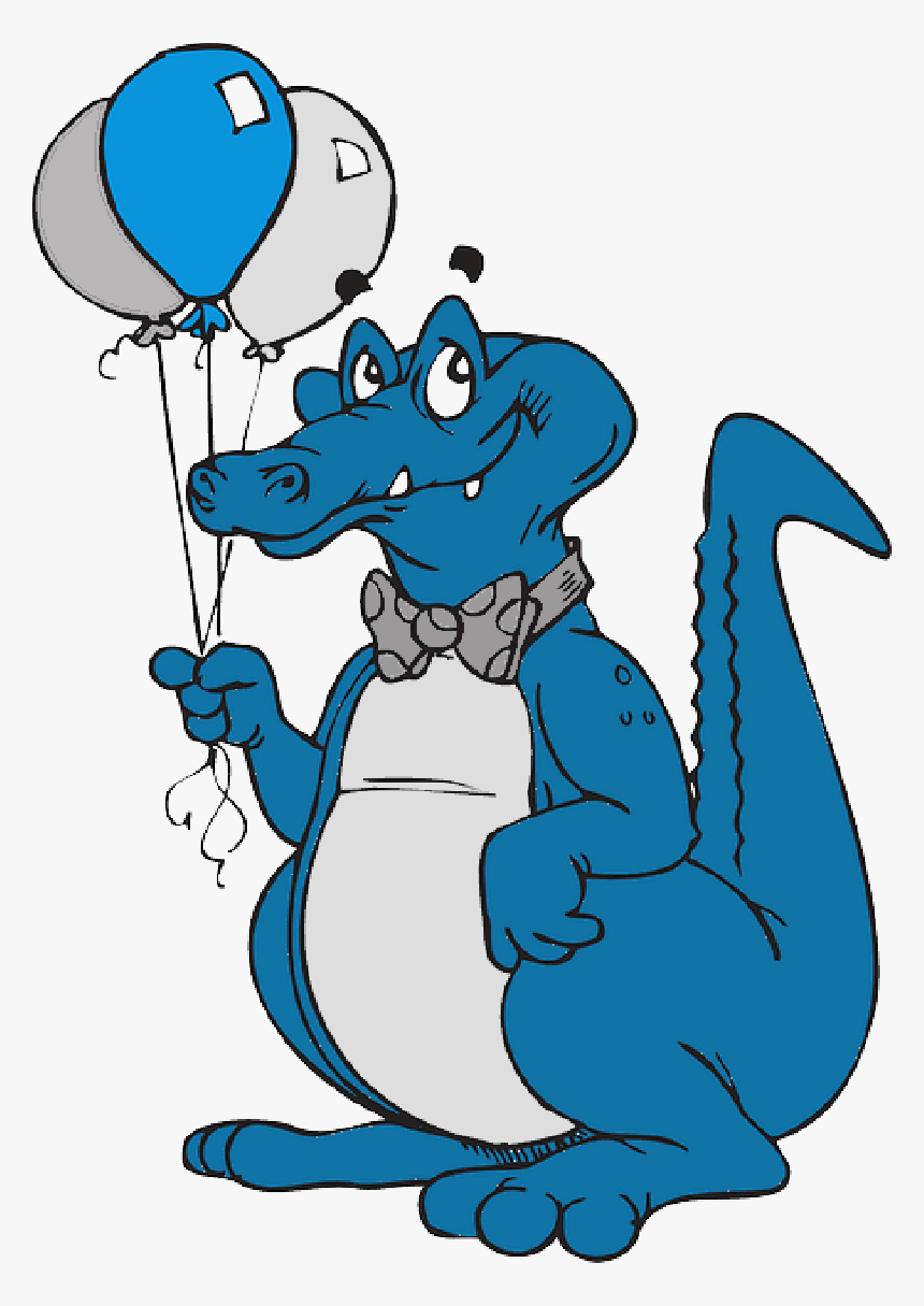 Cartoon, Balloons, Bow, Standing, Eyebrows, Alligator - Alligator Anime, HD Png Download