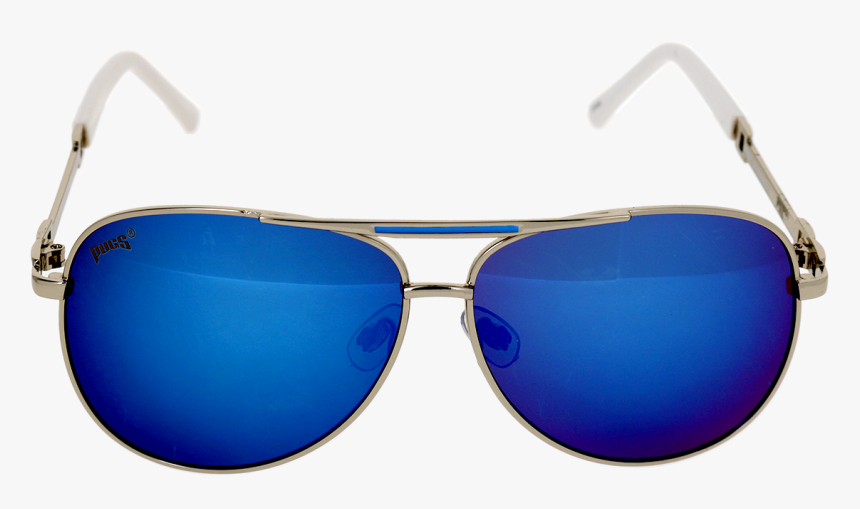 Shiny Silver Frame Ice Blue Mirror Lens - Reflection, HD Png Download
