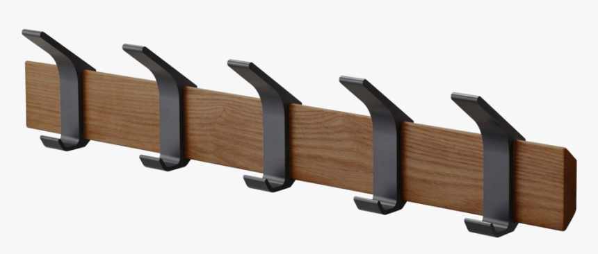 Yamazaki Wall-mounted Coat Hanger With Wooden Base - Coat Hanger Wall, HD Png Download