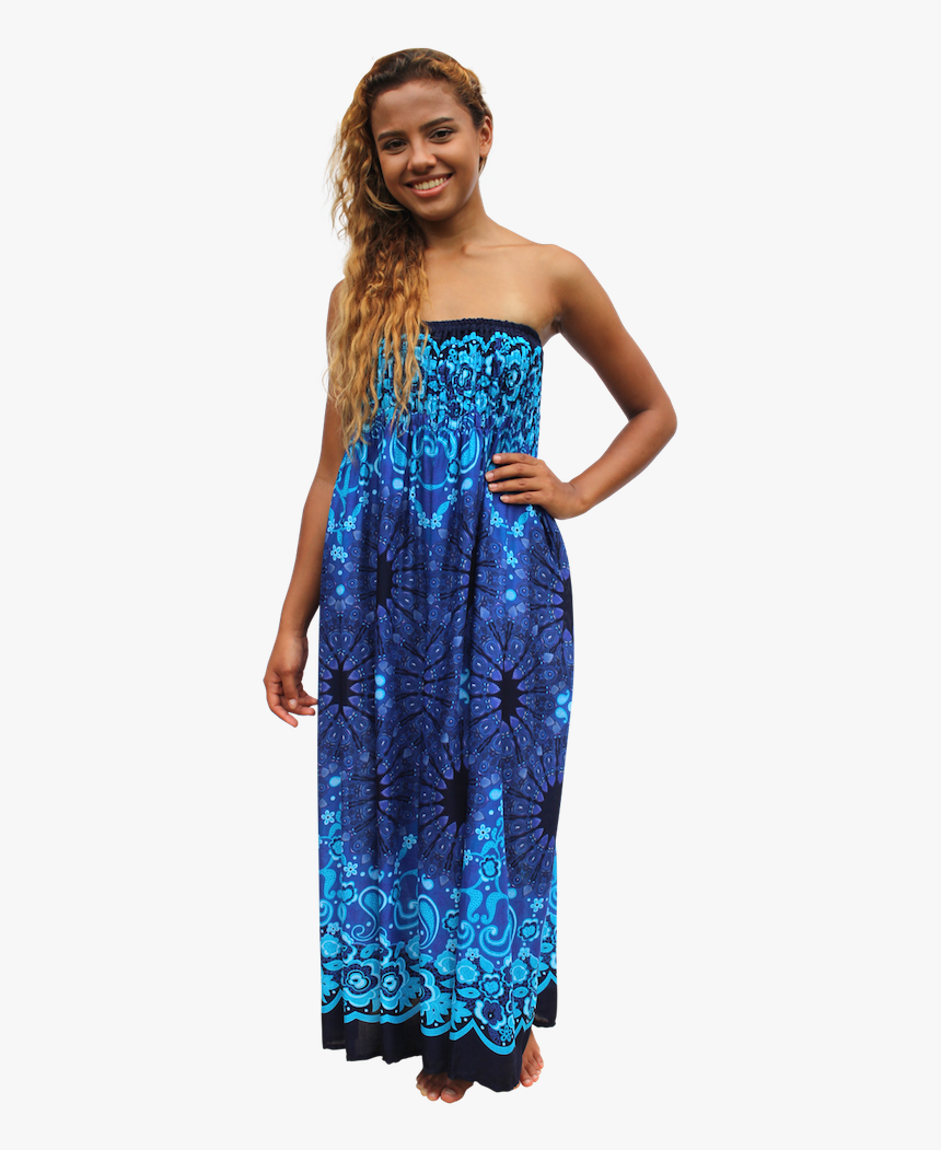 Blue Mandala Womens Maxi Dress Bohemian Island - Gown, HD Png Download