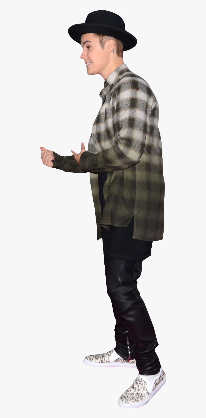 Justin Bieber With Hat Png Image - Tartan, Transparent Png