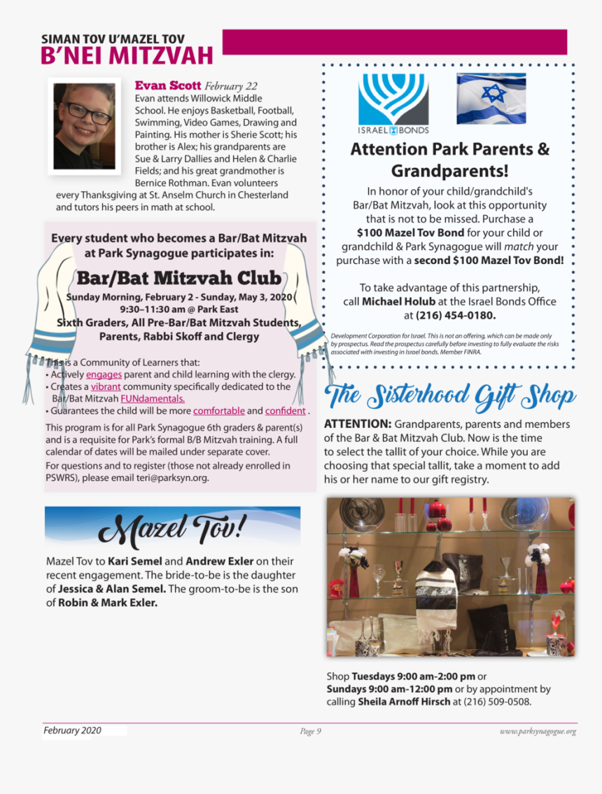 Siman Tov U Mazel Tov B Nei Mitzvah Evan Scott February - Brochure, HD Png Download