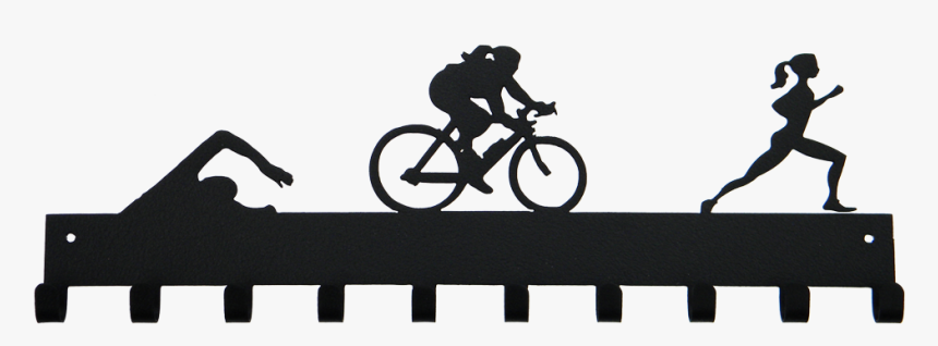Female Triathlon Medal Hanger Sporthooks - Swim Bike Run Transparent, HD Png Download