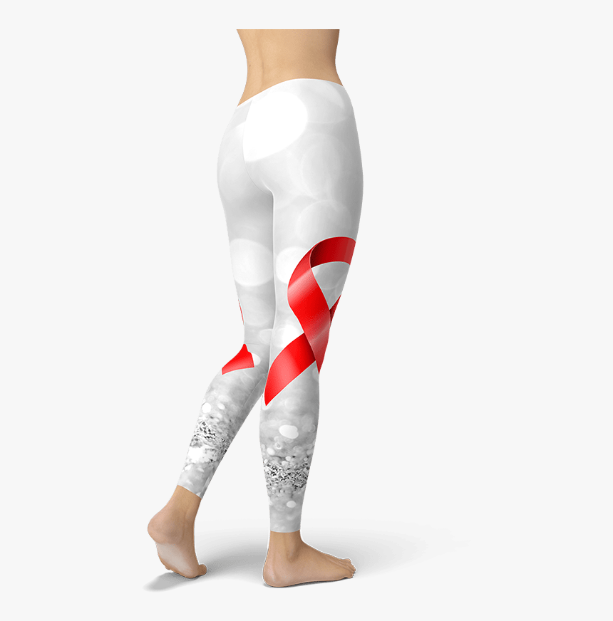 Hiv/aids Red Ribbon Awareness Leggings Yoga Pants Activewear - Tights, HD Png Download