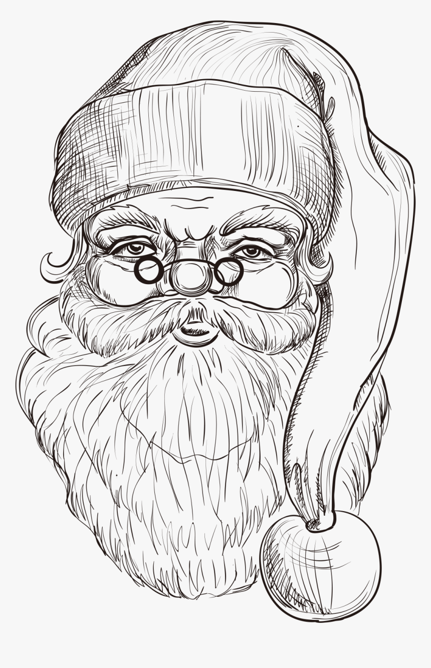 Transparent Santa Beard Png Transparent - Christmas Santa Claus Drawings, Png Download