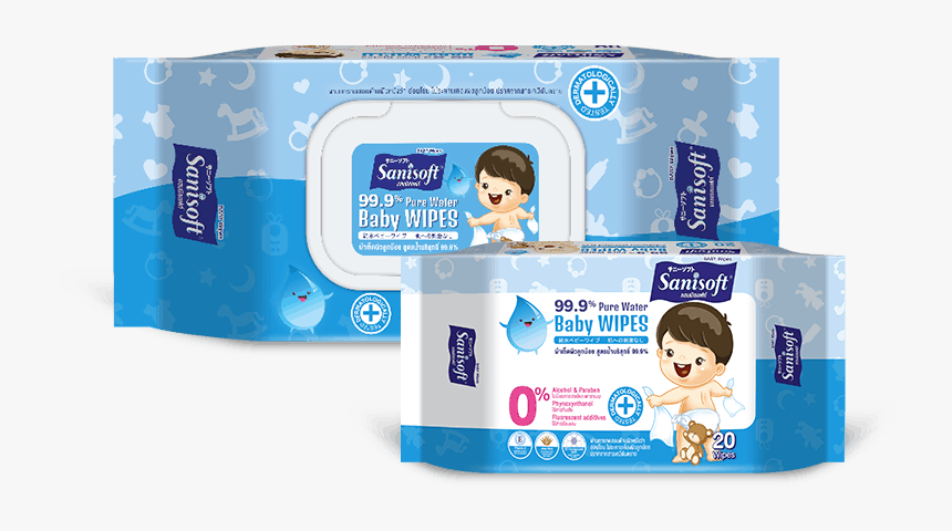 Sanisoft แซนนิซอฟท์ ผ้าเปียก Wipes Baby Wipes - Sanisoft 99.9% Pure Water Baby Wipes, HD Png Download
