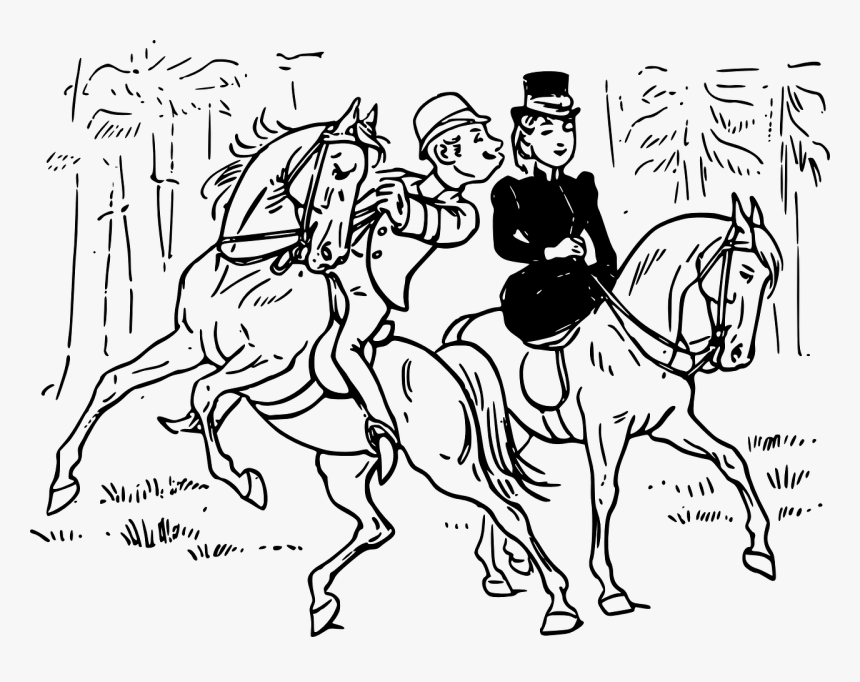 Parejas Montando Caballo Dibujos, HD Png Download