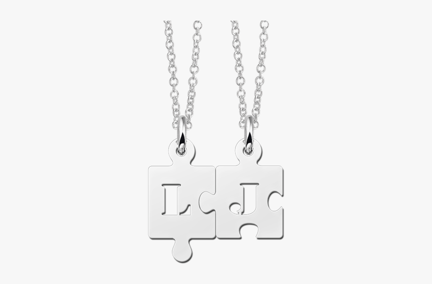 Silver Friendship Necklace With Puzzle Pieces - Vriendschaps Kettingen, HD Png Download