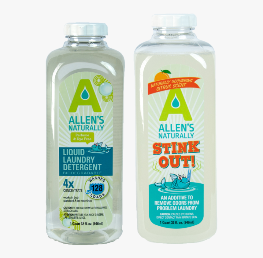 Quart Bundle Of Stink Out & Liquid Laundry Detergent - Allens Naturally, HD Png Download