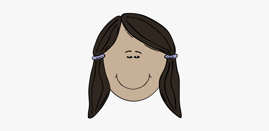 Vector Image Of Female Face With Side Pig Tails - Girl With Black Hair Clipart, HD Png Download