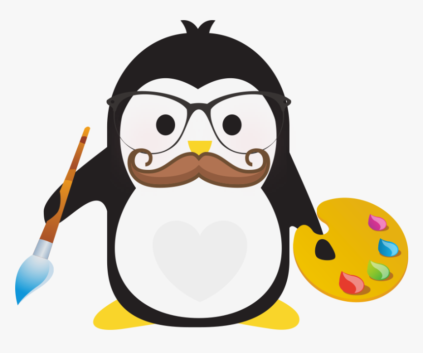 Technical Penguins Design Penguin Is Holding A Paintbrush, HD Png Download
