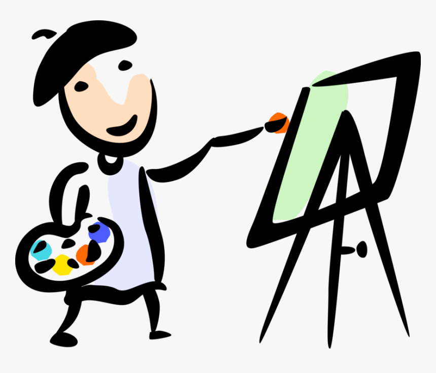 Vector Illustration Of Visual Arts Artist Paints Canvas, HD Png