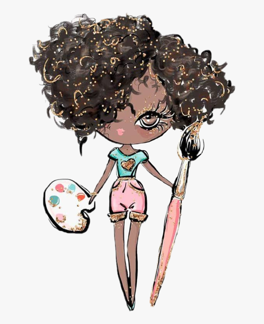 #watercolor #backtoschool #girl #afro #artist #art - Illustration, HD Png Download