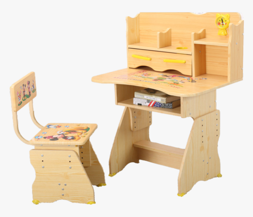 Study Table Set Children S Desk Bookcase Combination - Writing Desk, HD Png Download