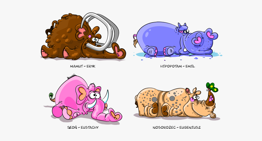 Four Funny Animals Vector - Hippopotamus, HD Png Download