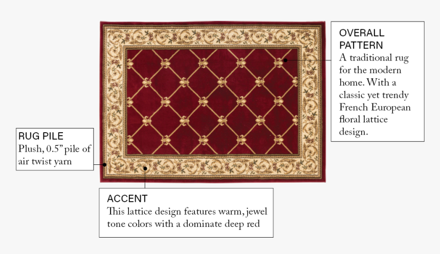 Well Woven Fleur De Lis Red Rug - Wood, HD Png Download