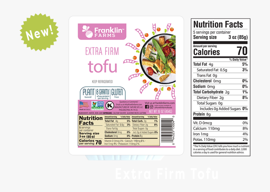 Water, Non Gmo Soybeans, Calcium Sulfate, Glucono Delta - Tofu, HD Png Download