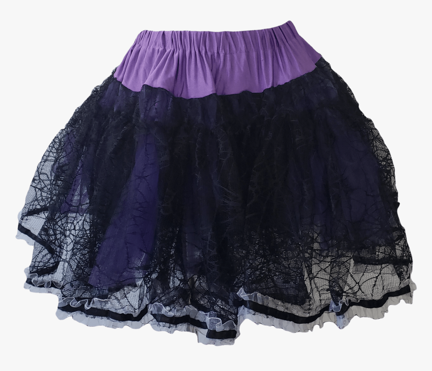 Purple Tutu With Black Lace Overlay And Pink Ruffle - Miniskirt, HD Png Download