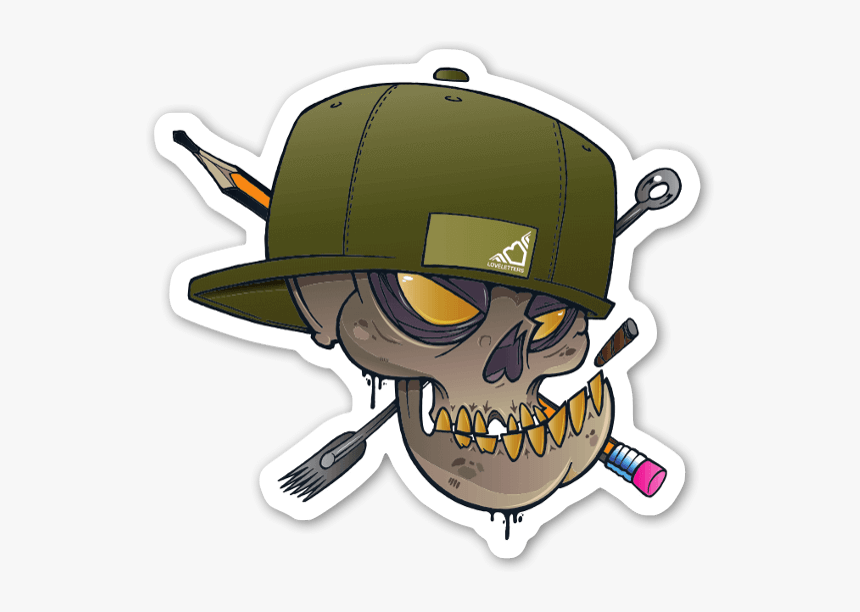 Tattoo Skull Sticker - Cartoon, HD Png Download