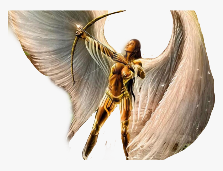 #angel #flecha #rebellion #guerra @picsart #freetoedit - Archangel Female With Bow And Arrow, HD Png Download