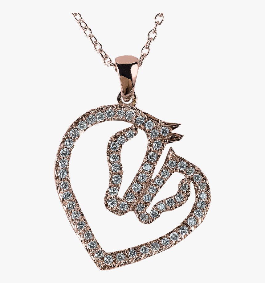 Heart Shape Diamond Mare And Foal Pendant - Locket, HD Png Download