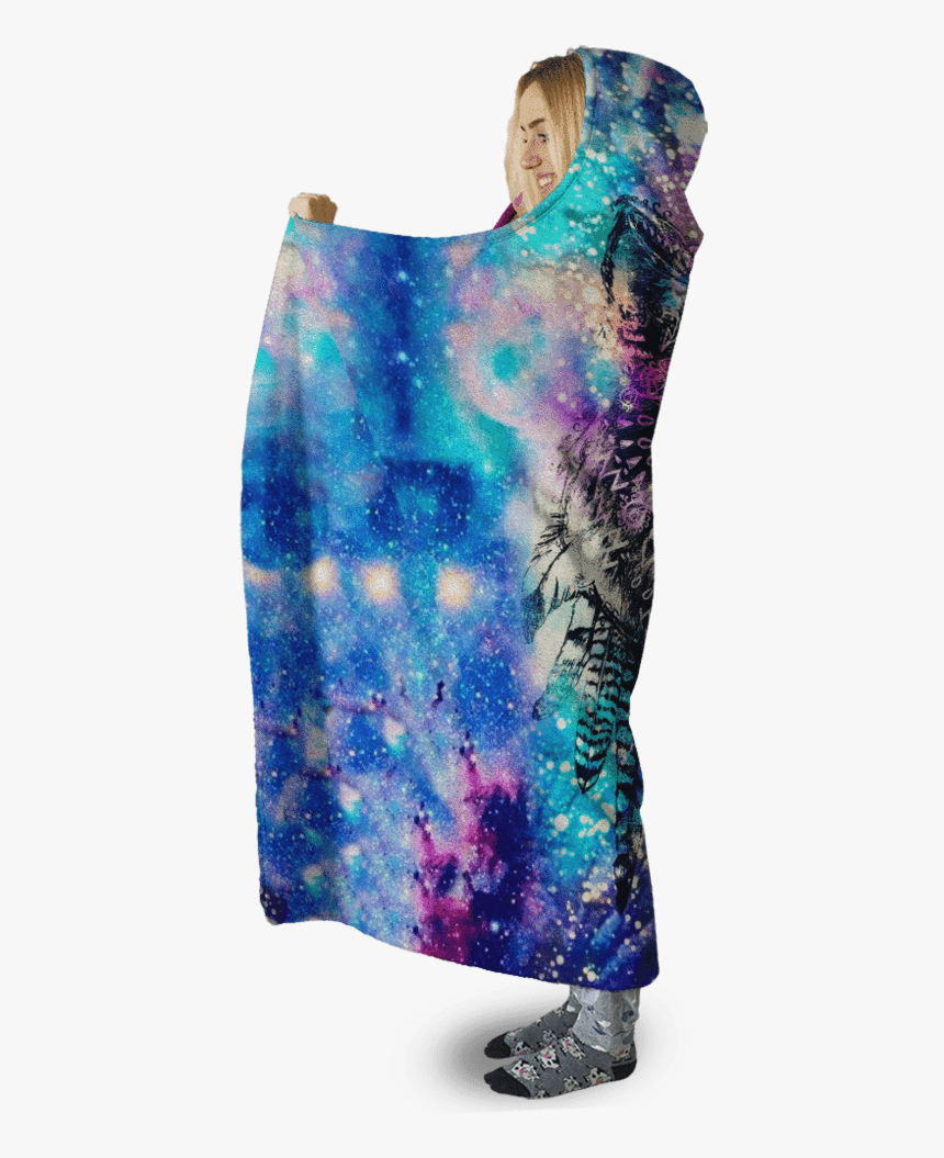 Galaxy Wolf Custom Hooded Blanket - Blanket, HD Png Download